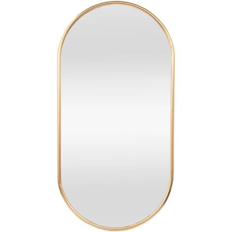 KOCUUY Miroir Ovale Pleine Longueur Avec Sangle En Cuir Suspendue, 40,6 X 121,9 Cm, Cadre En Métal Noir, Miroir Mural Pour Salle De Bain, Meuble, Salon, Chambre à Coucher, Entrée