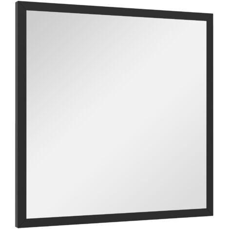 Miroir mural carré 50x50cm, cadre en bois noir, parfait pour salle de bain, salon ou chambre
