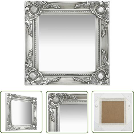 Miroir mural carré style baroque 40x40 cm Argenté DEC022848