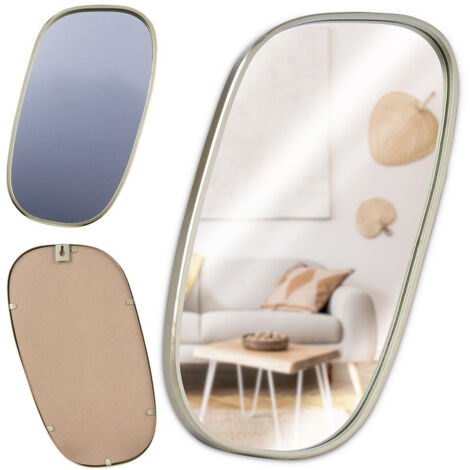 Miroir mural circulaire suspendu doré dans un cadre en métal doré 35x19,5 cm