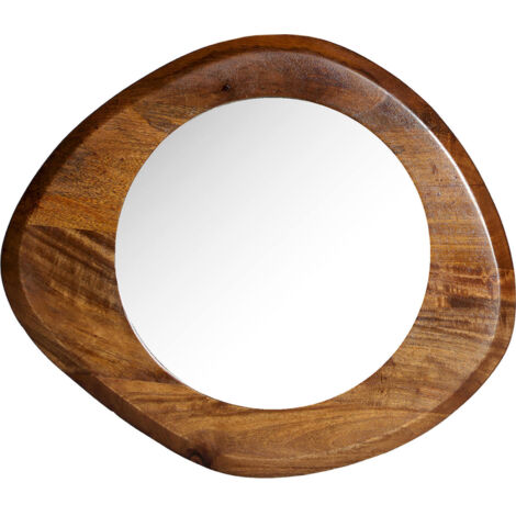 Miroir mural colonial en bois de manguier style irrégulier - Brun foncé bois naturel