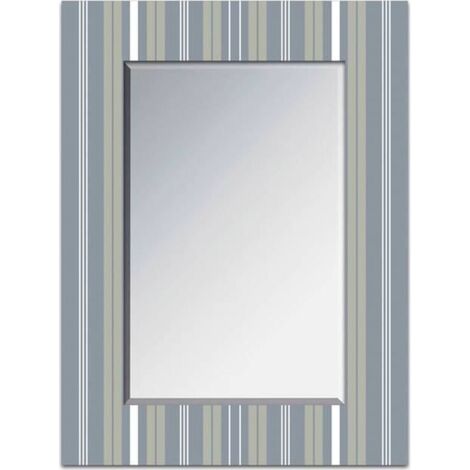 miroir mural contemporain à cadre rayé élégant pour intérieur - rayé gris beige blanc