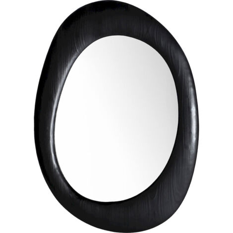 Miroir mural contemporain en bois de sapin noir et mdf élégant - Noir bois naturel