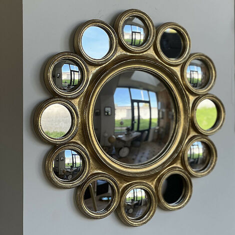 Miroir mural convexe doré 3x45x45cm