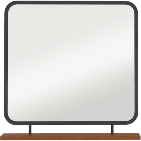 Miroir mural de 55 x 55,5 cm Miroir de couloir avec étagère en bois,miroir rectangulaire,miroir décoratif pour chambre,salle de bain,noir