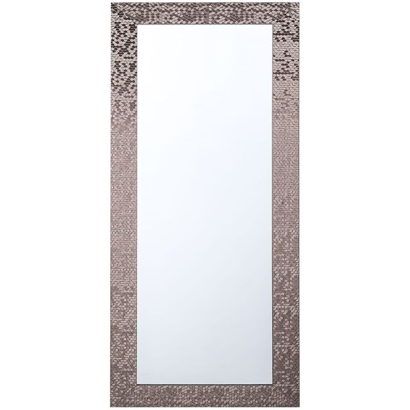 Miroir Mural Glamour avec Cadre en Plastique Couleur Cuivrée Brillant de Forme Rectangulaire 50 x 130 cm Beliani