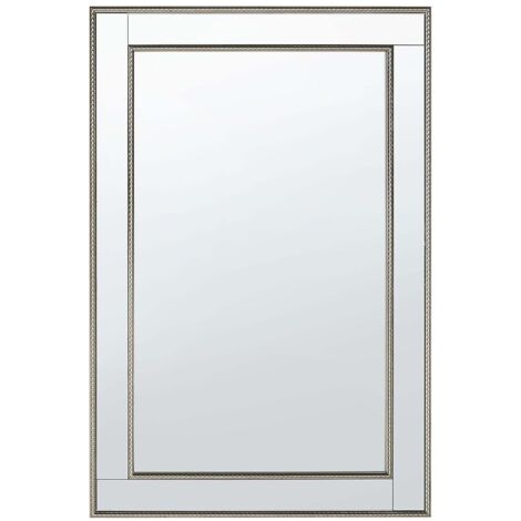 Miroir Mural de Forme Rectangulaire 60 x 90 cm avec Cadre Fin en Métal Argenté pour Hall d'Entrée et Chambre Moderne Beliani