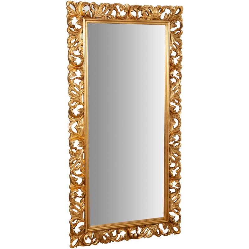 Biscottini - Miroir mural de salon rectangulaire Miroir horizontal vertical avec cadre en bois doré Miroir long à suspendre Style baroque