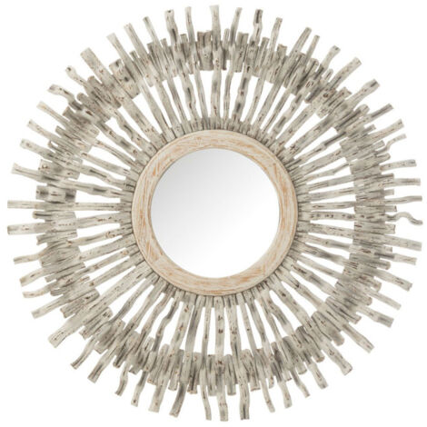 Miroir Mural Déco "Soleil" 100cm Blanc