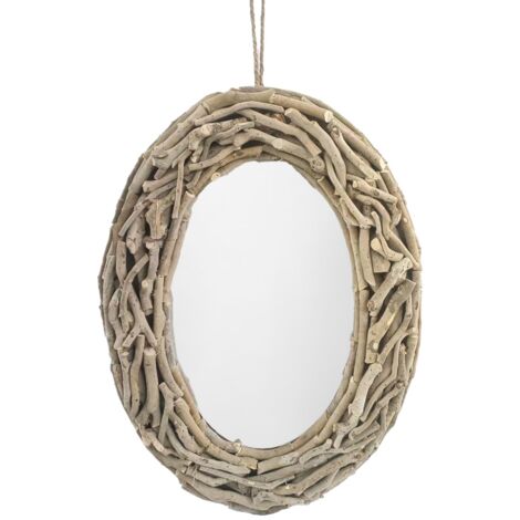 Miroir mural décoratif en bois naturel, design élégant et fonctionnel, idéal pour les salons et les chambres
