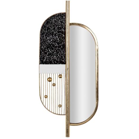 Miroir mural décoratif en métal noir doré 39 x 3 x 90 cm