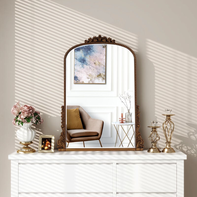 Retro hanging mirror gold frame large mirror 100cm