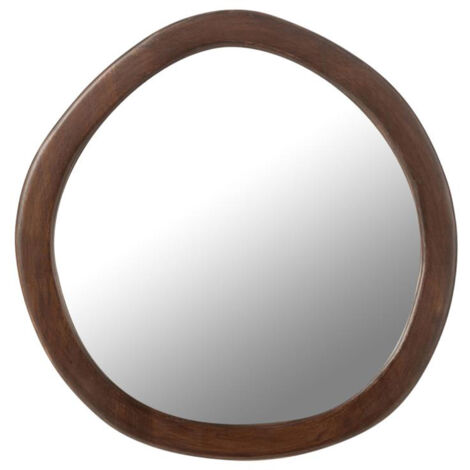 Miroir mural design 40x39 cm en manguier brun