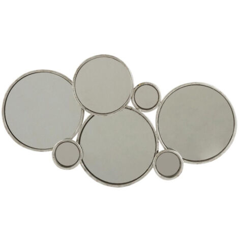 Miroir Mural Design "6 Ronds" 57cm Argent