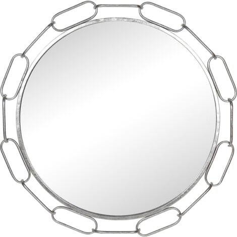 Miroir mural design chaîne métal argenté pour décoration élégante - argent métal élégant