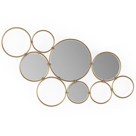 Miroir mural design en métal doré LIMO - L 100 x H 57cm