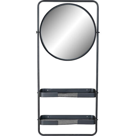 Miroir mural design noir avec étagère élégante - Noir mat élégant et contemporain