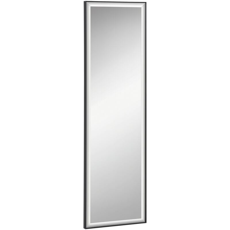 Miroir mural dim. 120L x 35l cm - film sécurité anti déflagrant, système attache inclus - cadre alliage alu. noir