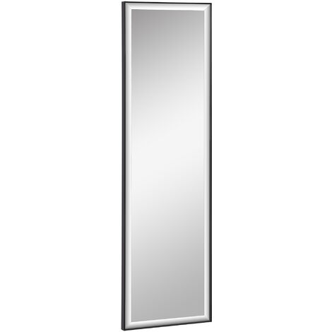 Miroir mural dim. 120L x 35l cm cadre alliage aluminium noir