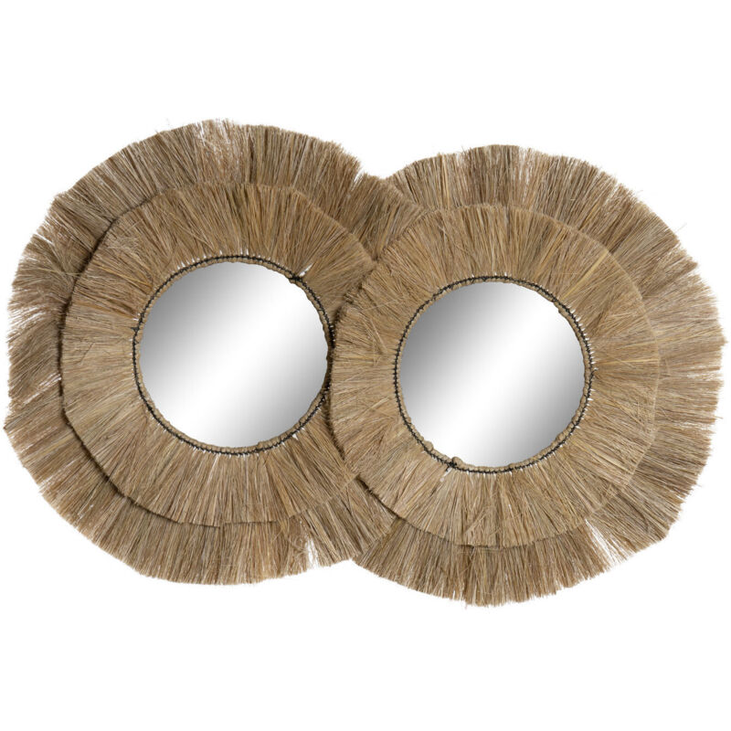Miroir Jute Verre 117X6X77 Double Naturel