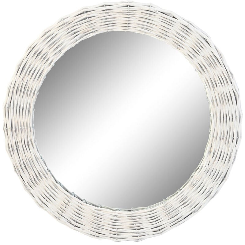 Dkd Home Decor - Miroir Osier Verre 63X4X63 60 Tressé Blanc