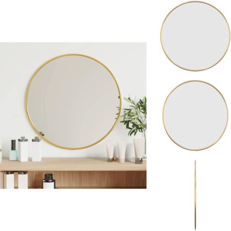 Miroir mural Doré Ø 40 cm Rond - Miroir Mural - Miroir Rond - Miroir Doré - Décoration Murale - Miroir Design