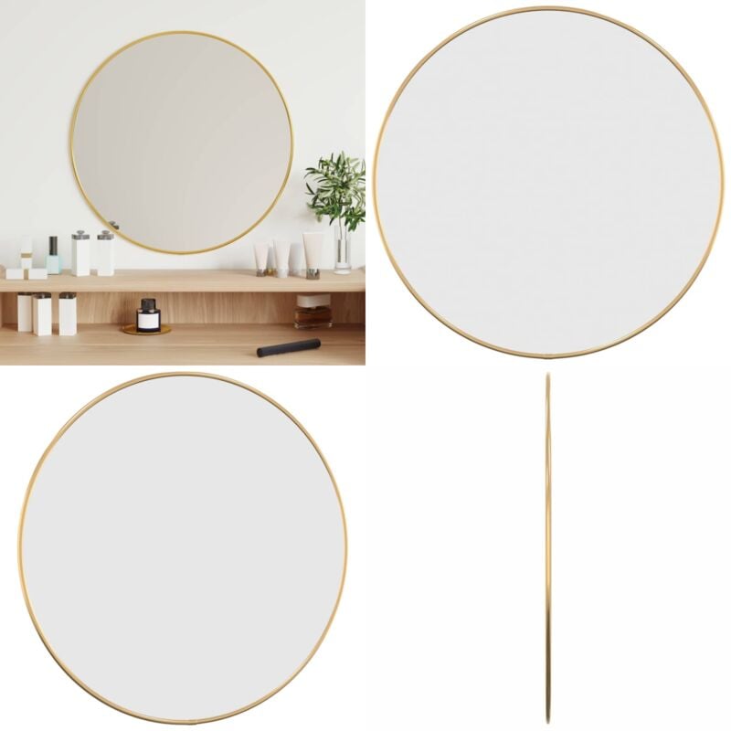 Vidaxl - Miroir mural Doré ø 50 cm Rond - Miroir Mural - Miroir Rond - Miroir Doré - Décoration Murale - Miroir Design - Home & Living