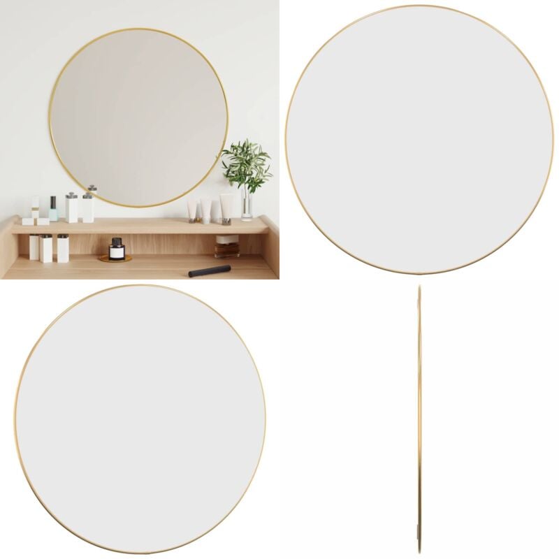 Miroir mural Doré ø 60 cm Rond - Miroir Mural - Miroir Rond - Miroir Doré - Décoration Murale - Miroir Design - Home & Living
