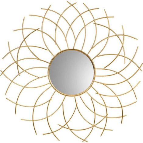 miroir mural doré design en métal pour décoration intérieure - doré effet soleil chaleureux