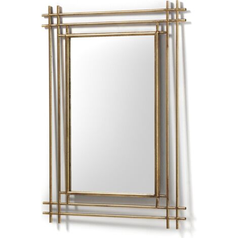 Miroir mural doré en métal au style raffiné pour intérieur - doré finition vieillie élégante