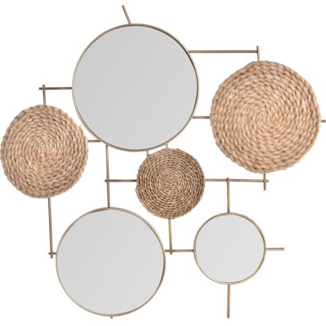 Miroir mural élégance cuivrée pour déco intérieure - Brun naturel cuivré