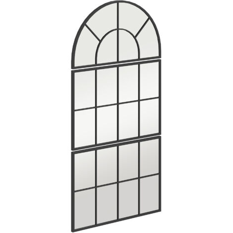 Miroir Mural en Arc Style Fenêtre pour Chambre et Entrée, 76x43 cm, Noir
