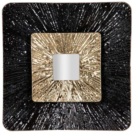 Miroir mural en métal noir et doré 53 x 7 x 53 cm