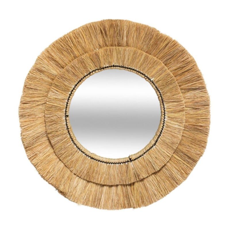 Miroir Mural en Raphia Déco 'Alba' 57cm Beige