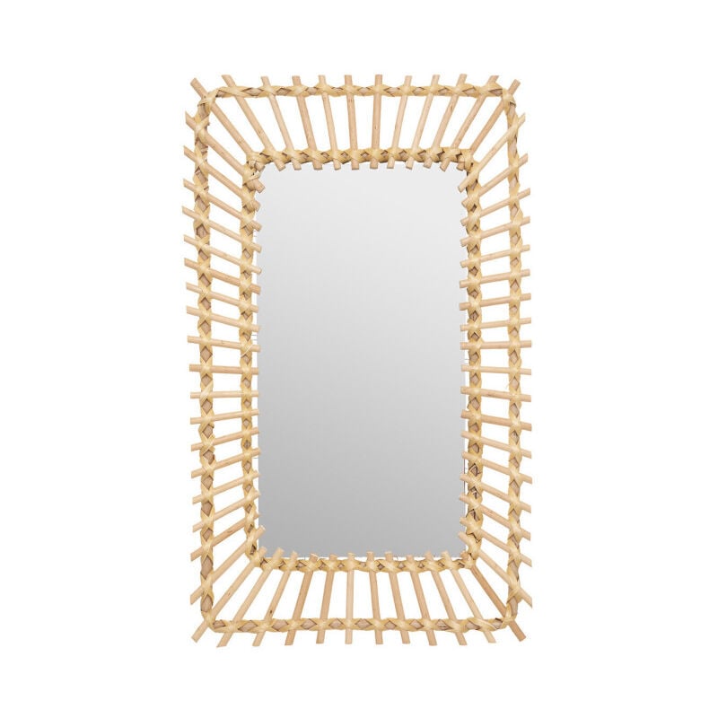 Miroir Mural en Rotin "Rectangle" 58cm Beige