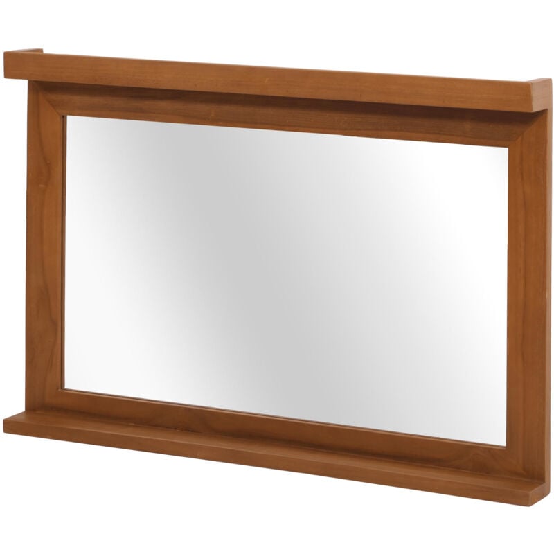 Miroir mural en teck HW C-M87, miroir de salle de bain/d'entrée, cadre en bois, teck de qualité B-Grade (bois de cœur, 20