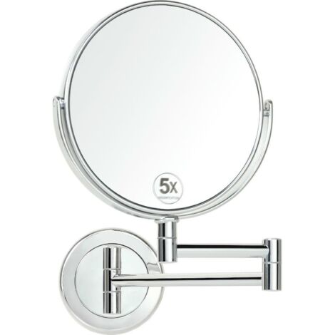 Miroir mural extensible grossissant x5 finition argentée élégante - argenté effet chromé élégant