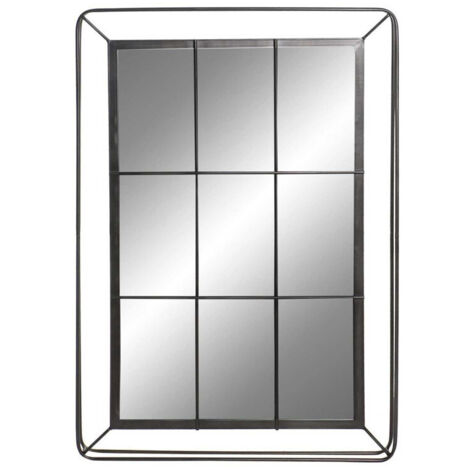 Miroir Mural Fenêtre Métal Noir - Hauteur 120cm