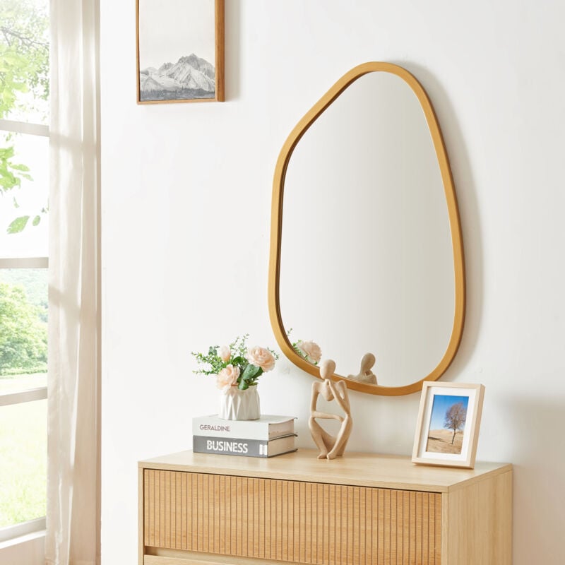 [en.casa] - Miroir mural Filiano asymétrique 80 x 58 cm or