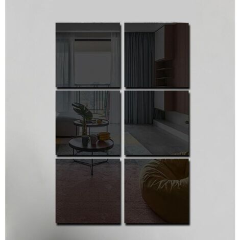 Miroir mural flexible, cadre complet, autocollant, idéal pour le bricolage, la maison, les murs, les portes et les chambres (noir, 30 x 30 cm)