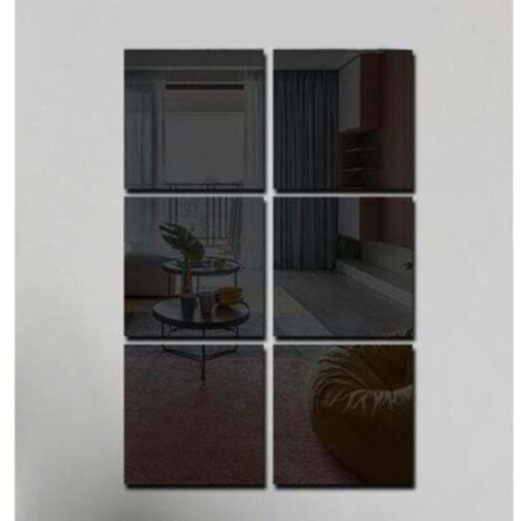 Miroir mural flexible, cadre complet, autocollant, idéal pour le bricolage, la maison, les murs, les portes et les chambres (noir, 30 x 30 cm)