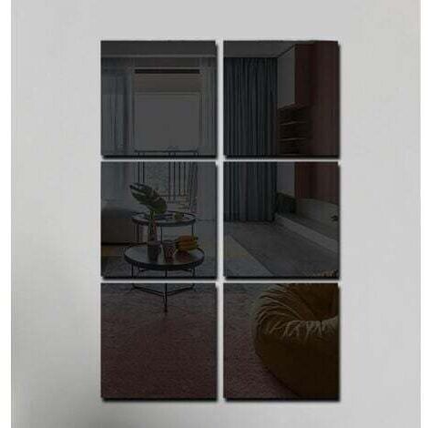Miroir mural flexible, cadre complet, autocollant, idéal pour le bricolage, la maison, les murs, les portes et les chambres (noir, 30 x 30 cm)