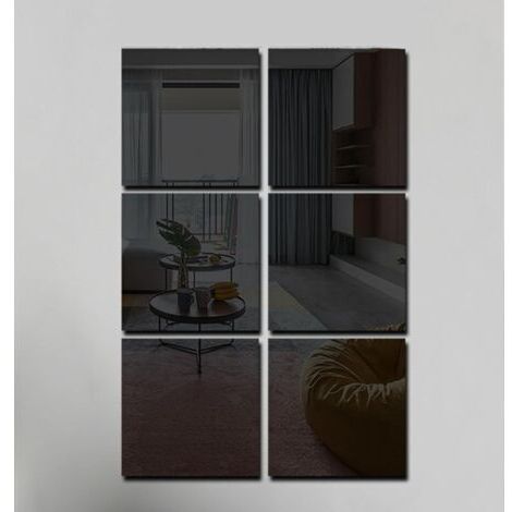 Miroir mural flexible, cadre complet, autocollant, idéal pour le bricolage, la maison, les murs, les portes et les chambres (noir, 30 x 30 cm)