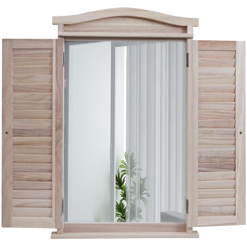 Décoshop26 - Miroir mural forme fenêtre avec volets 71x46x5 cm en bois vieilli 040007888