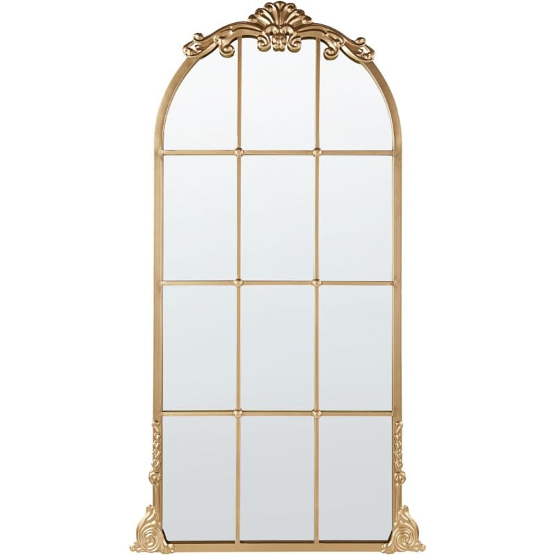 Beliani - Miroir Mural Glamour Vintage Métal 66 x 124 cm Doré Noidan