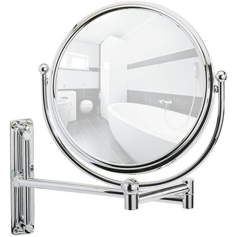Miroir mural grossissant de salle de bain Deluxe - Diam. 19 cm - Diam. 19 - Argent