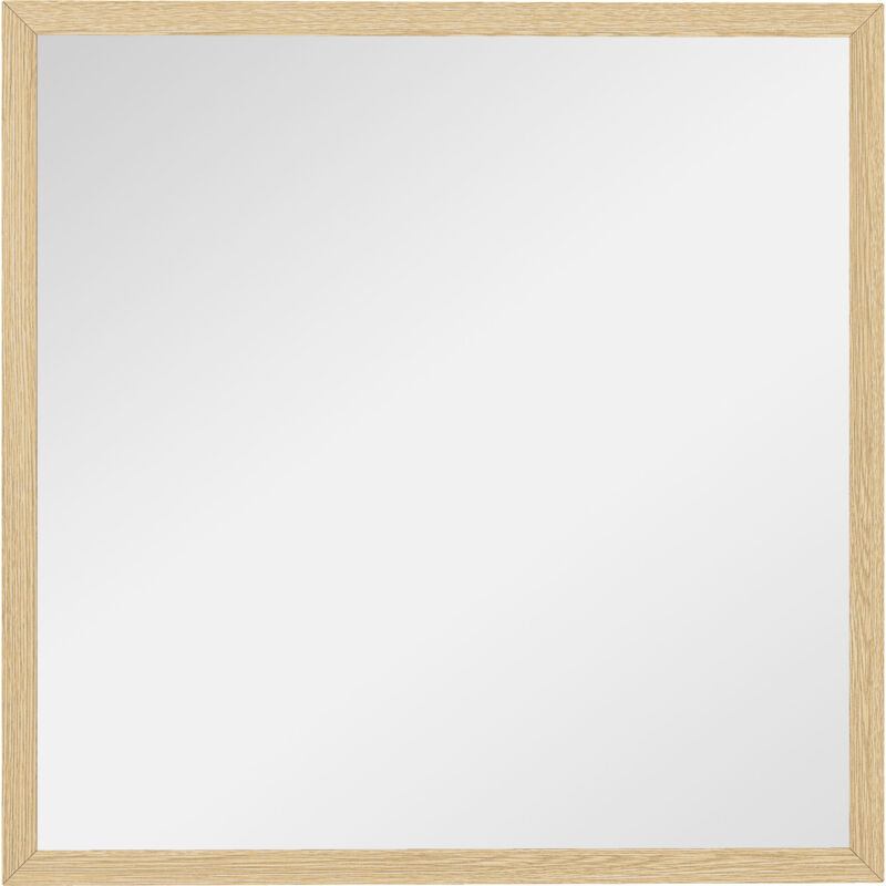 Miroir mural HOMCOM carré 50 x 50 cm, cadre en bois naturel, idéal pour la salle de bain, salon ou chambre
