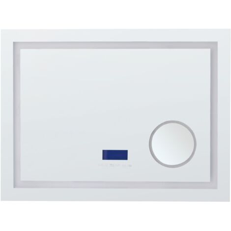 Miroir Mural LED Moderne Rectangulaire Salle de Bain Bluetooth 60 x 80 cm Haut-Parleur Argenté Thaix
