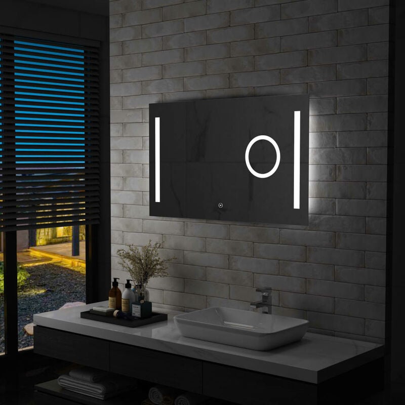 Fimei Miroir mural à led de salle de bain et capteur tactile 100x60cm