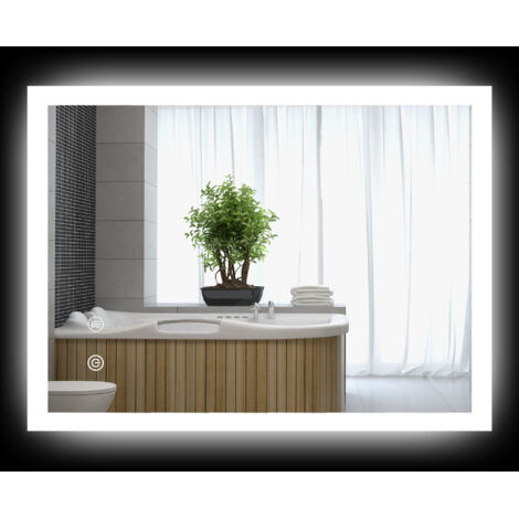 Miroir mural lumineux LED salle bain 80x60 cm 3 couleurs luminosité réglable interrupteur tactile transparent